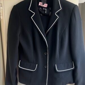 Due Per Due Silk Black Pant Suit with White Piping